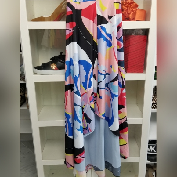 Nicole Miller New York Abstract Print Cutout-Back High-Low Dress - Picture 12 of 16